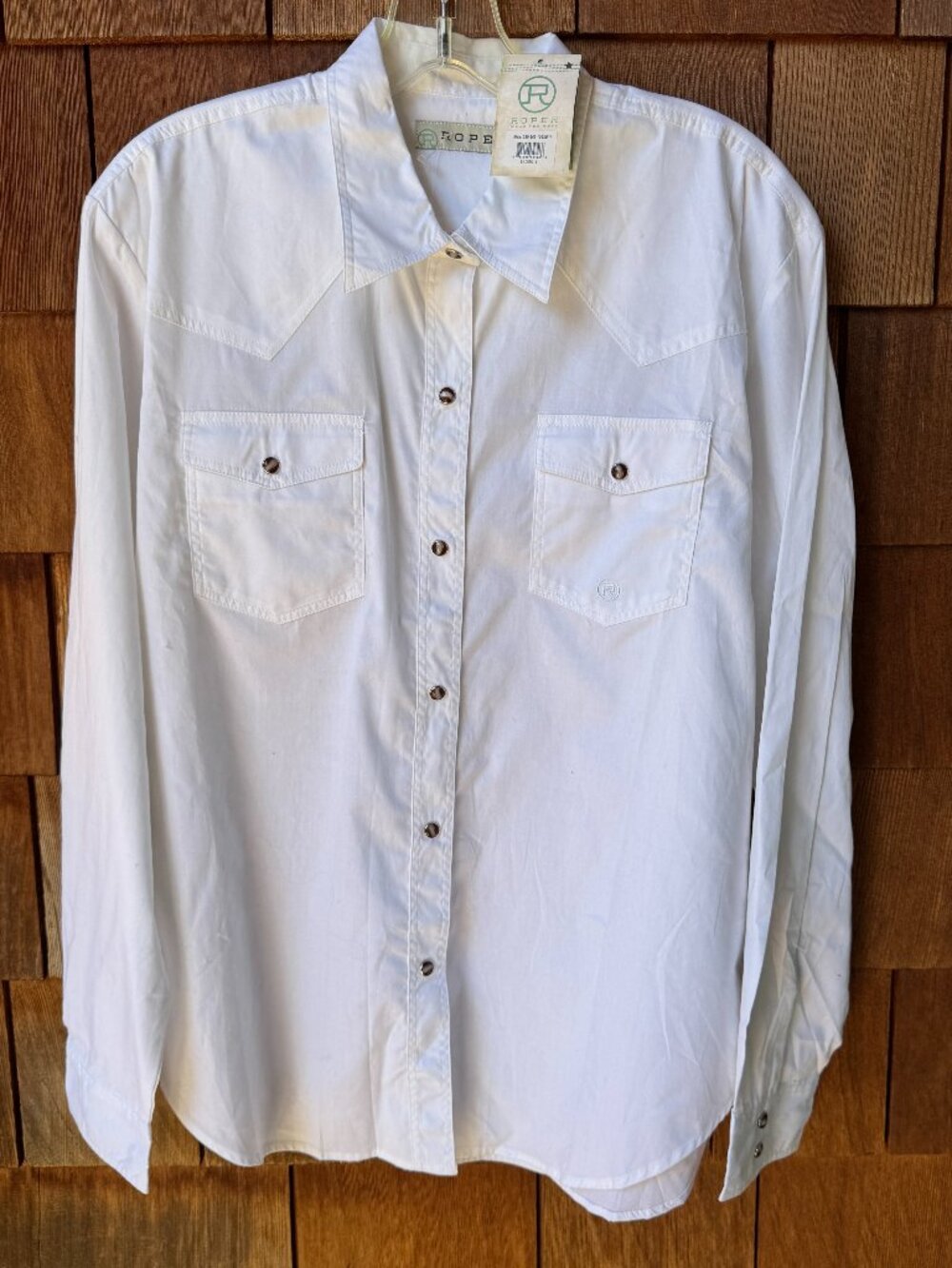 NWT Roper White 100% Cotton Long Sleeve Snap Front Western Shirt - Women's Large